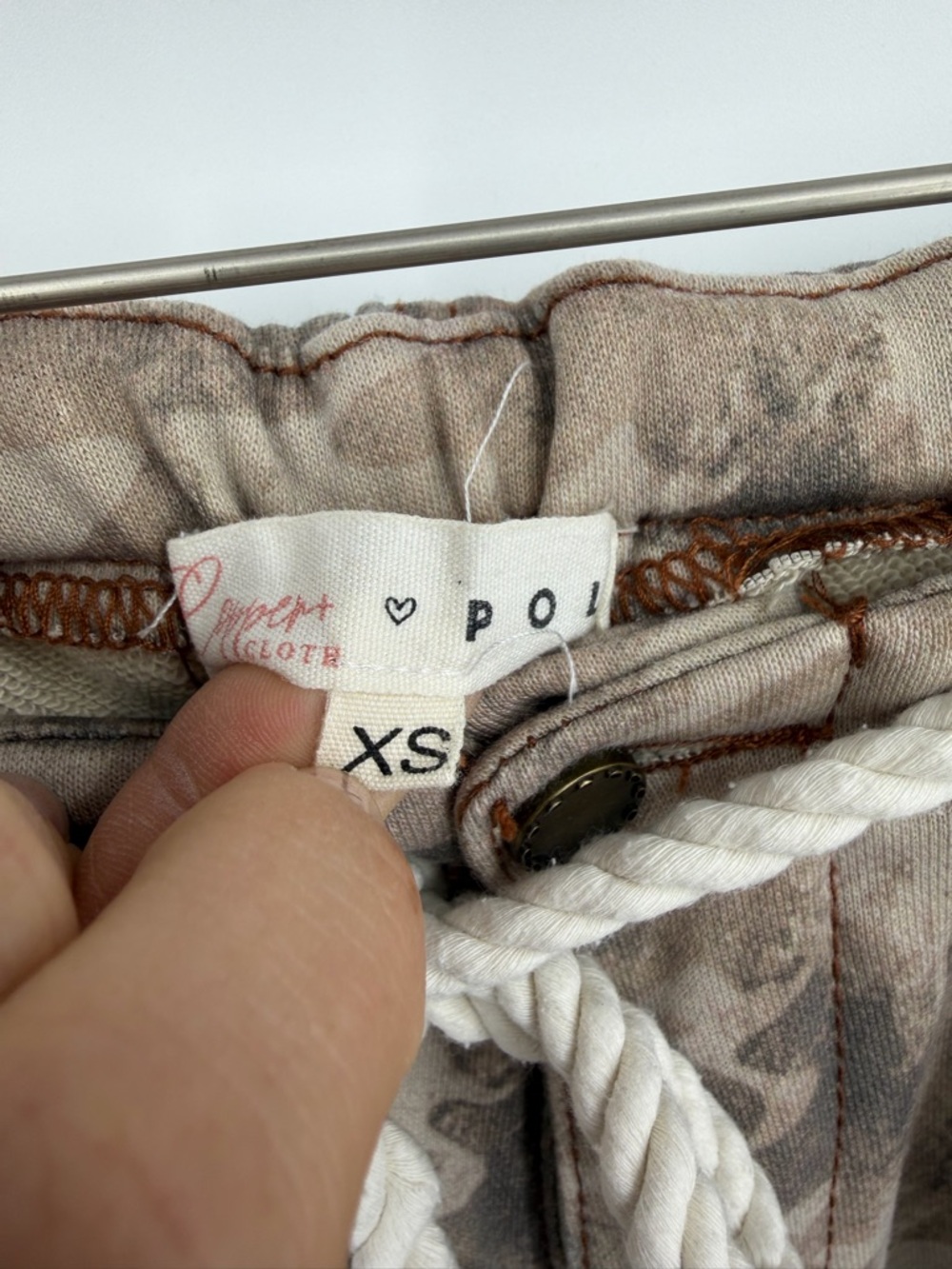 Copper and cloth X POL Brown Camouflage Track pants sweatpants Red Stripe sz XS - Picture 5 of 11